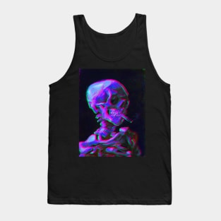 Abstract neon Smoking skeleton skull- Vincent van gogh Tank Top